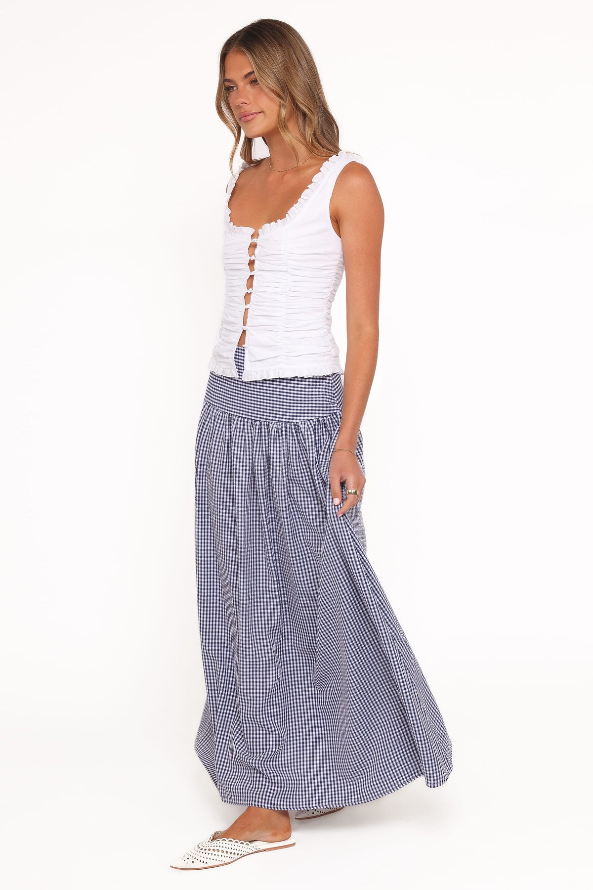 Laurita Maxi Skirt in Navy Gingham – view 4 of 8