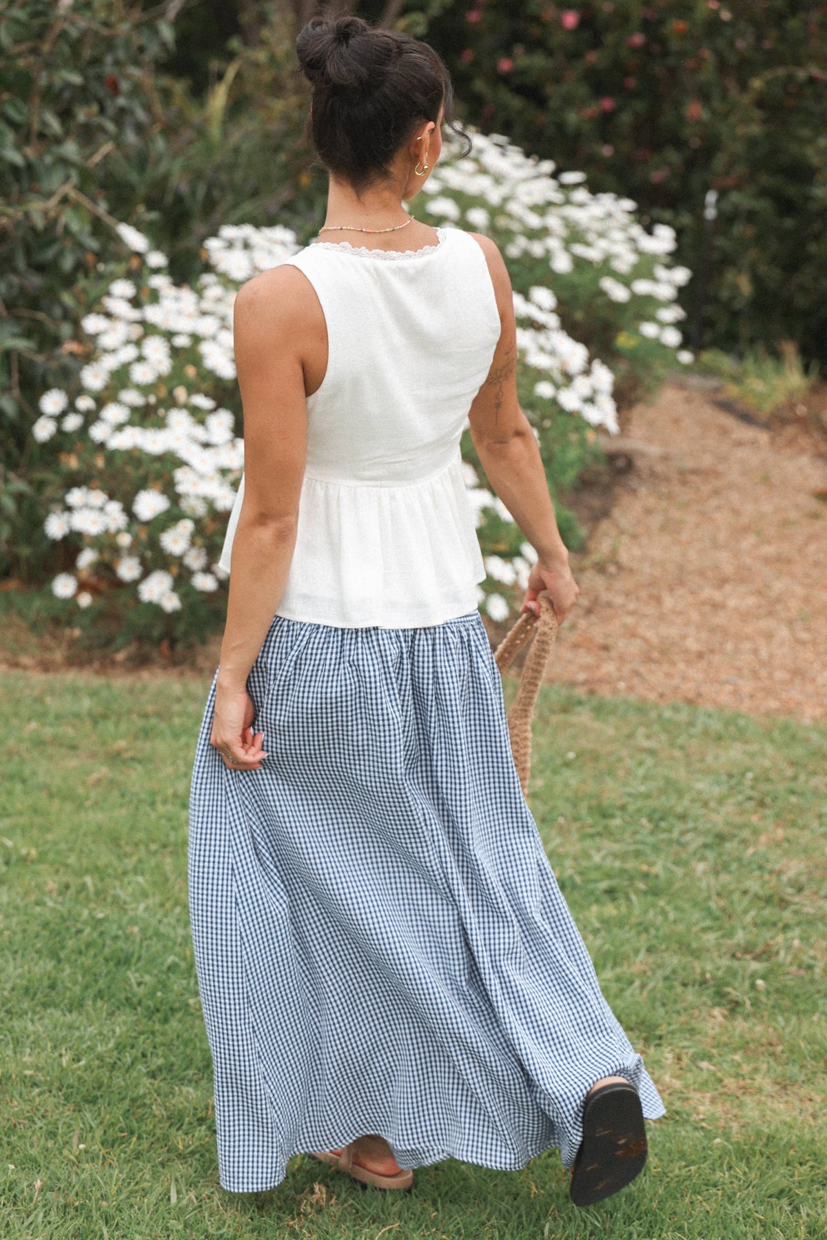Laurita Maxi Skirt in Navy Gingham – view 8 of 8