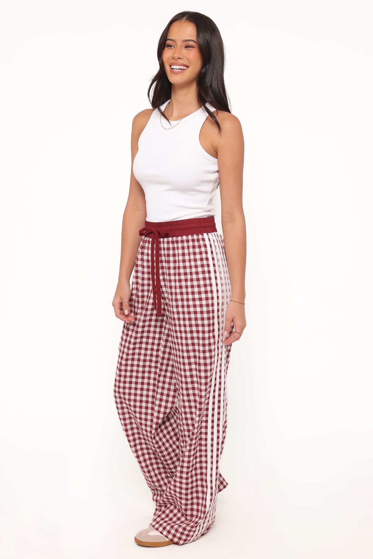 Lawson Track Pants in Burgundy Gingham – view 4 of 8