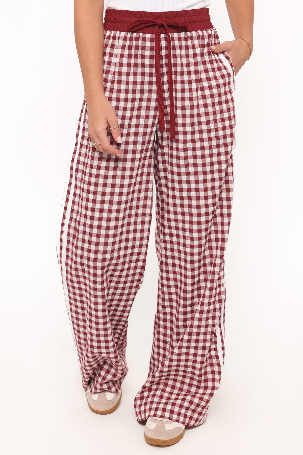 Lawson Track Pants in Burgundy Gingham – view 3 of 8