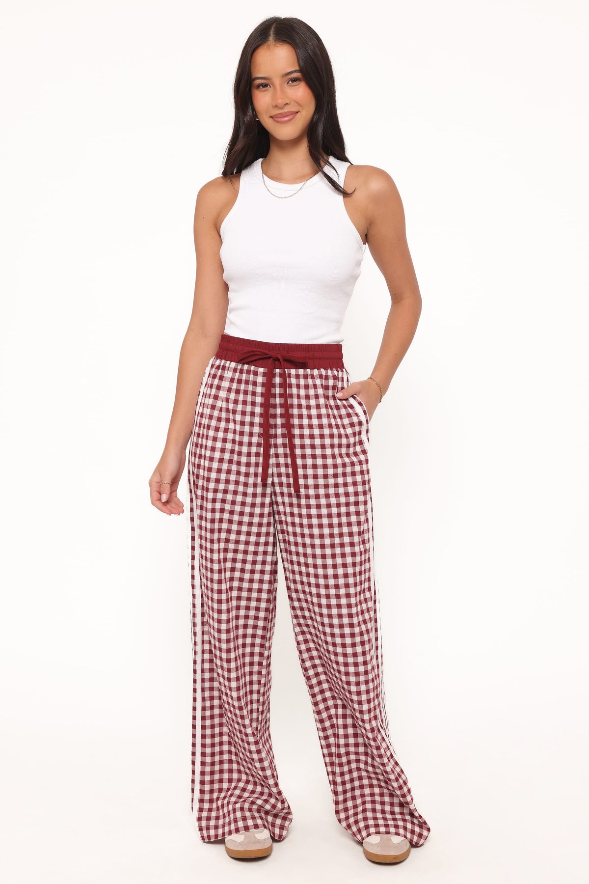 Lawson Track Pants in Burgundy Gingham – view 2 of 8