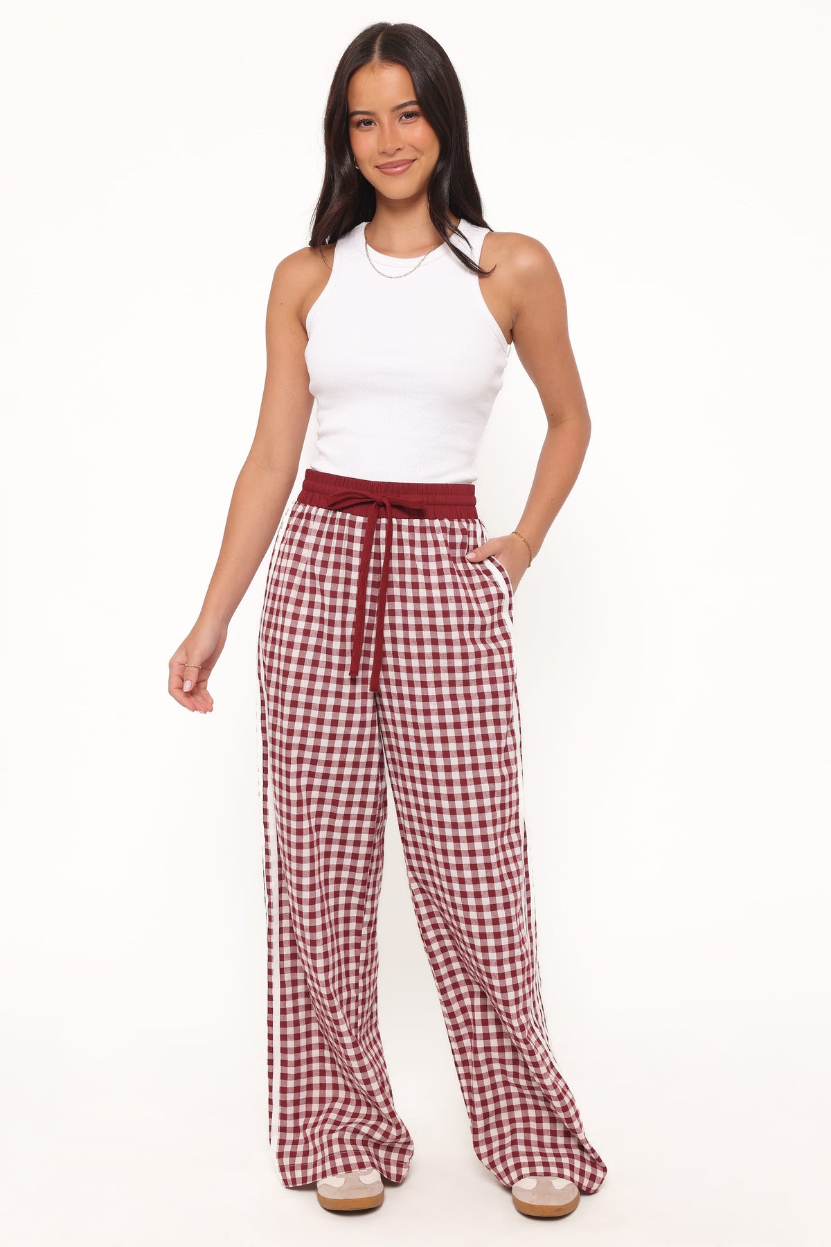 Lawson Track Pants in Burgundy Gingham – view 6 of 8