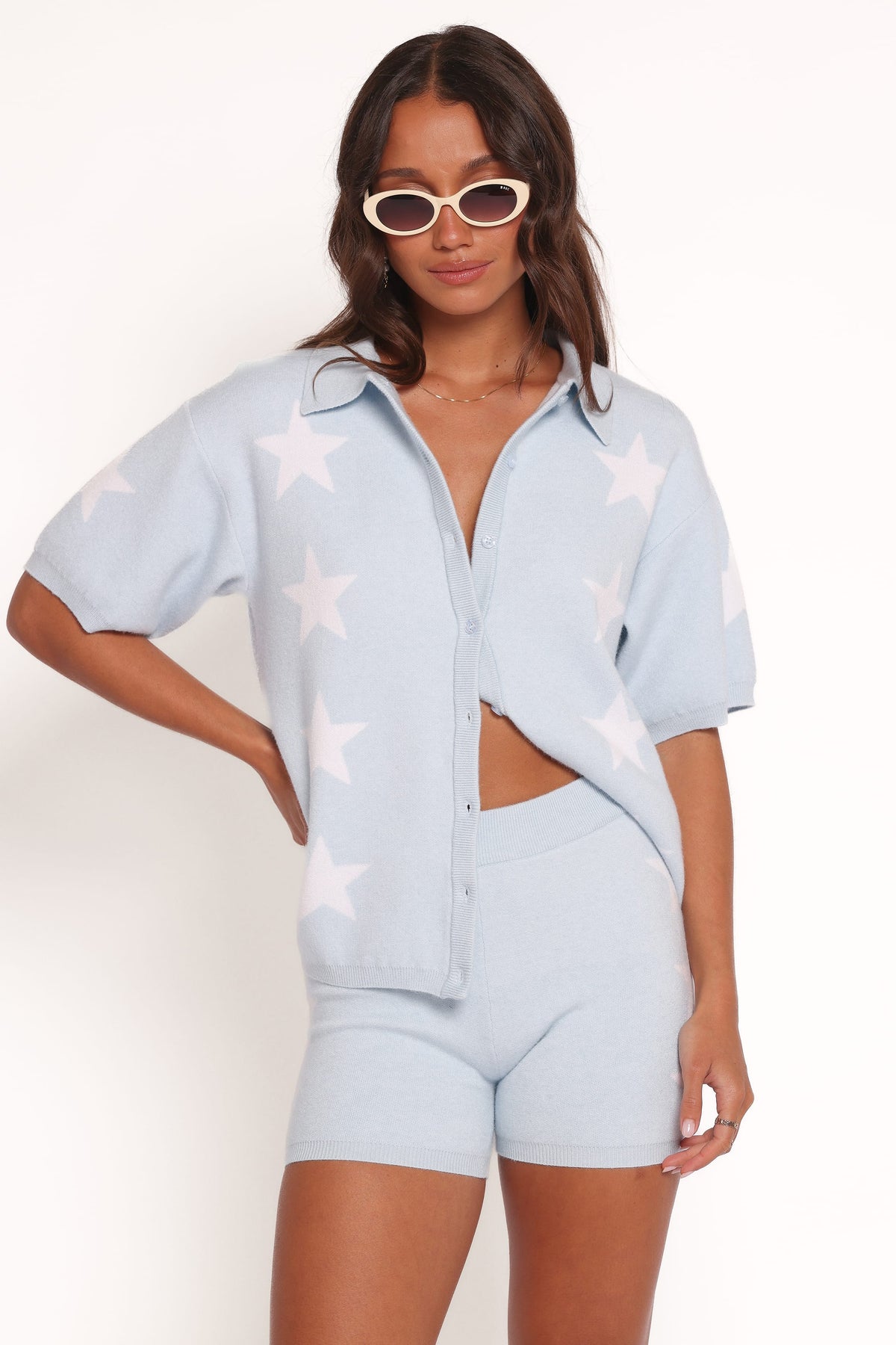 Lela Knitted Shorts in Light Blue Stars – view 4 of 8