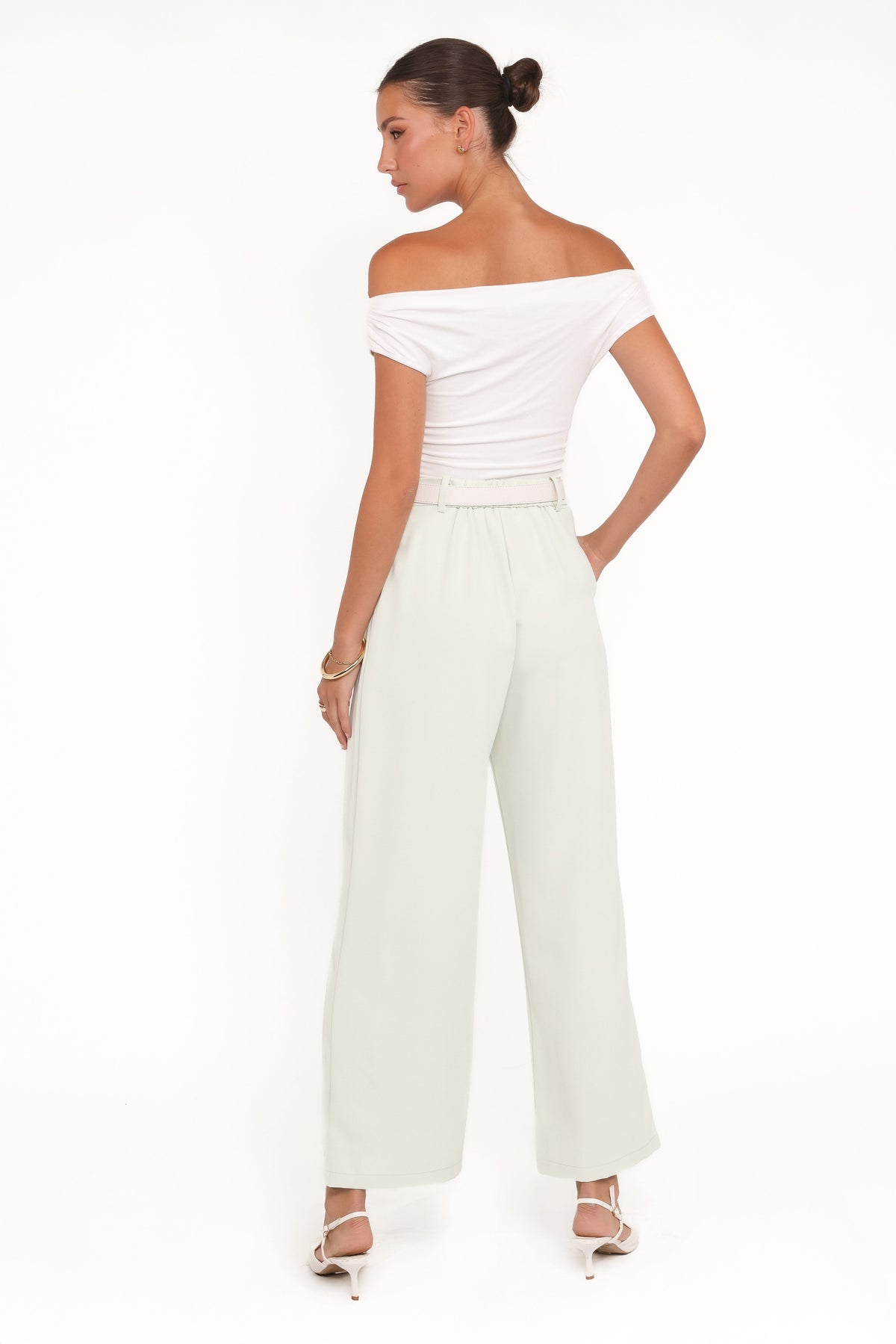 Lia Wide Leg Pant in Sage Green – view 4 of 5