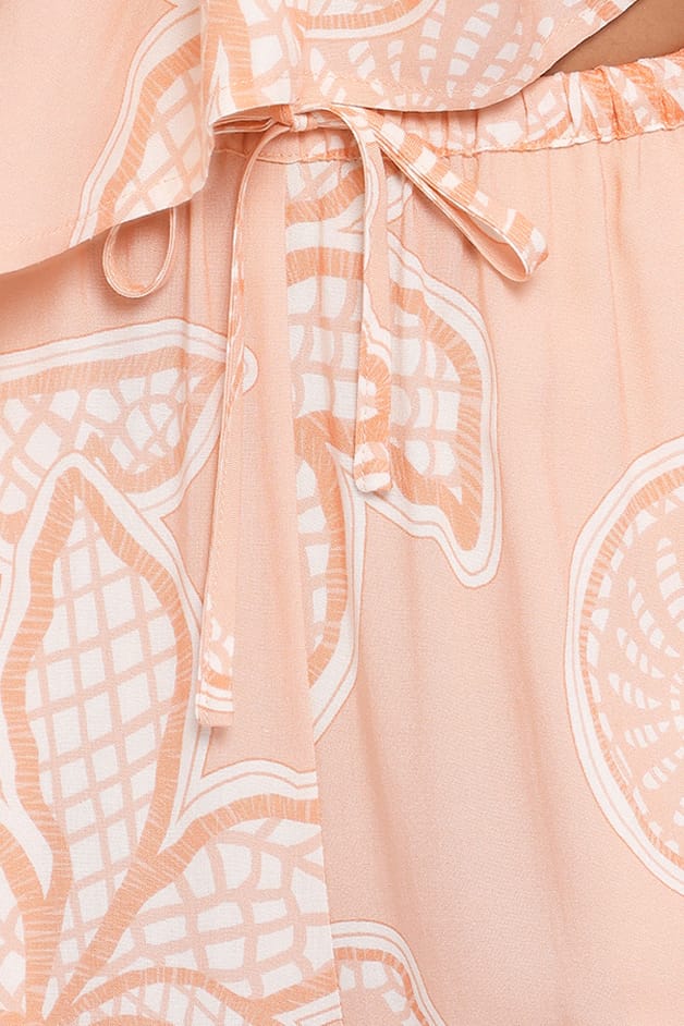 Lira Tie Waist Pant in Peach Floral – view 7 of 8