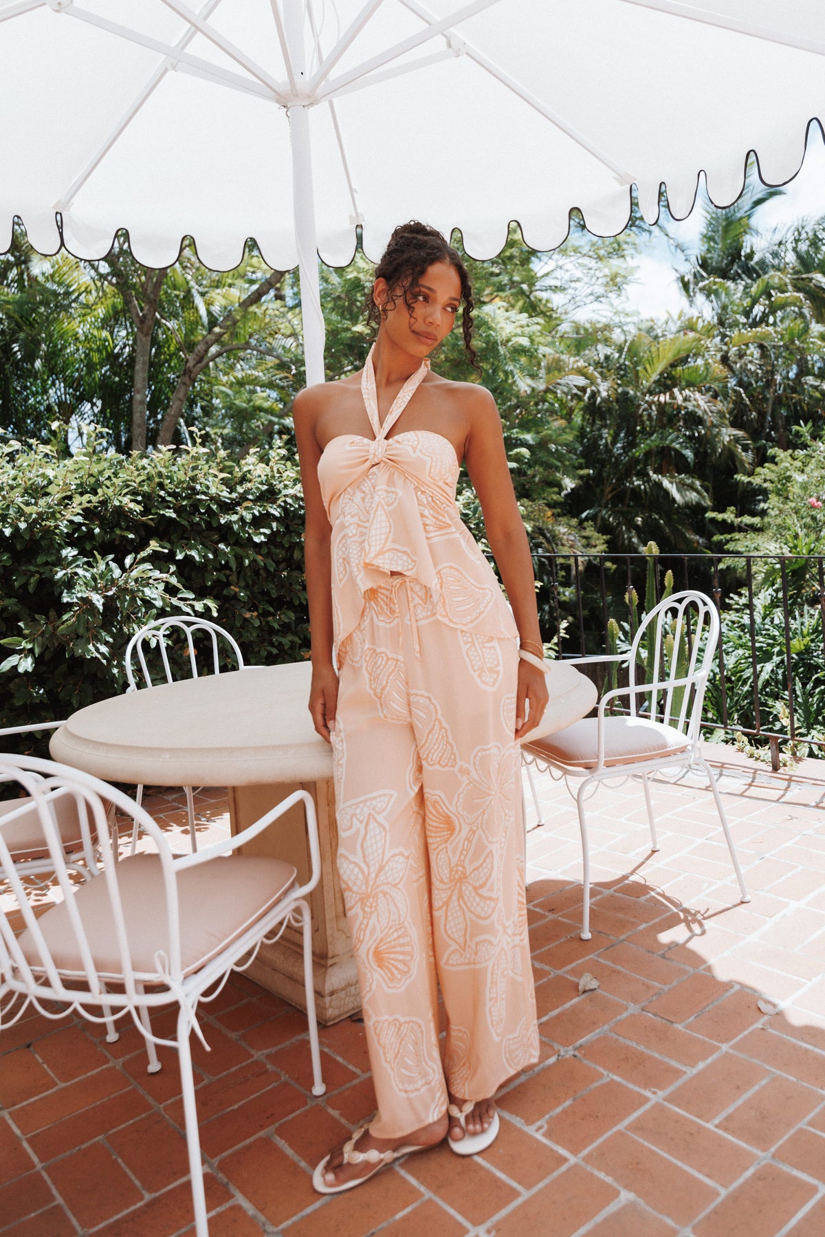Lira Tie Waist Pant in Peach Floral – view 8 of 8