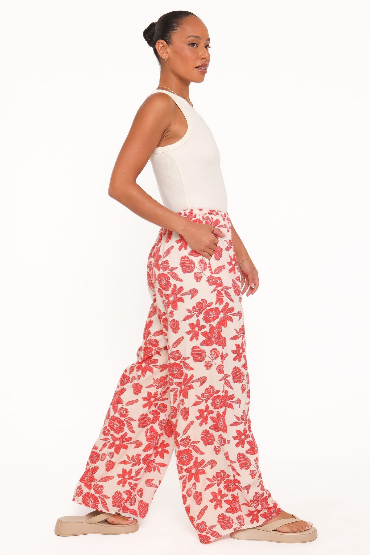 Lira Tie Waist Pant in Red Floral – view 3 of 5