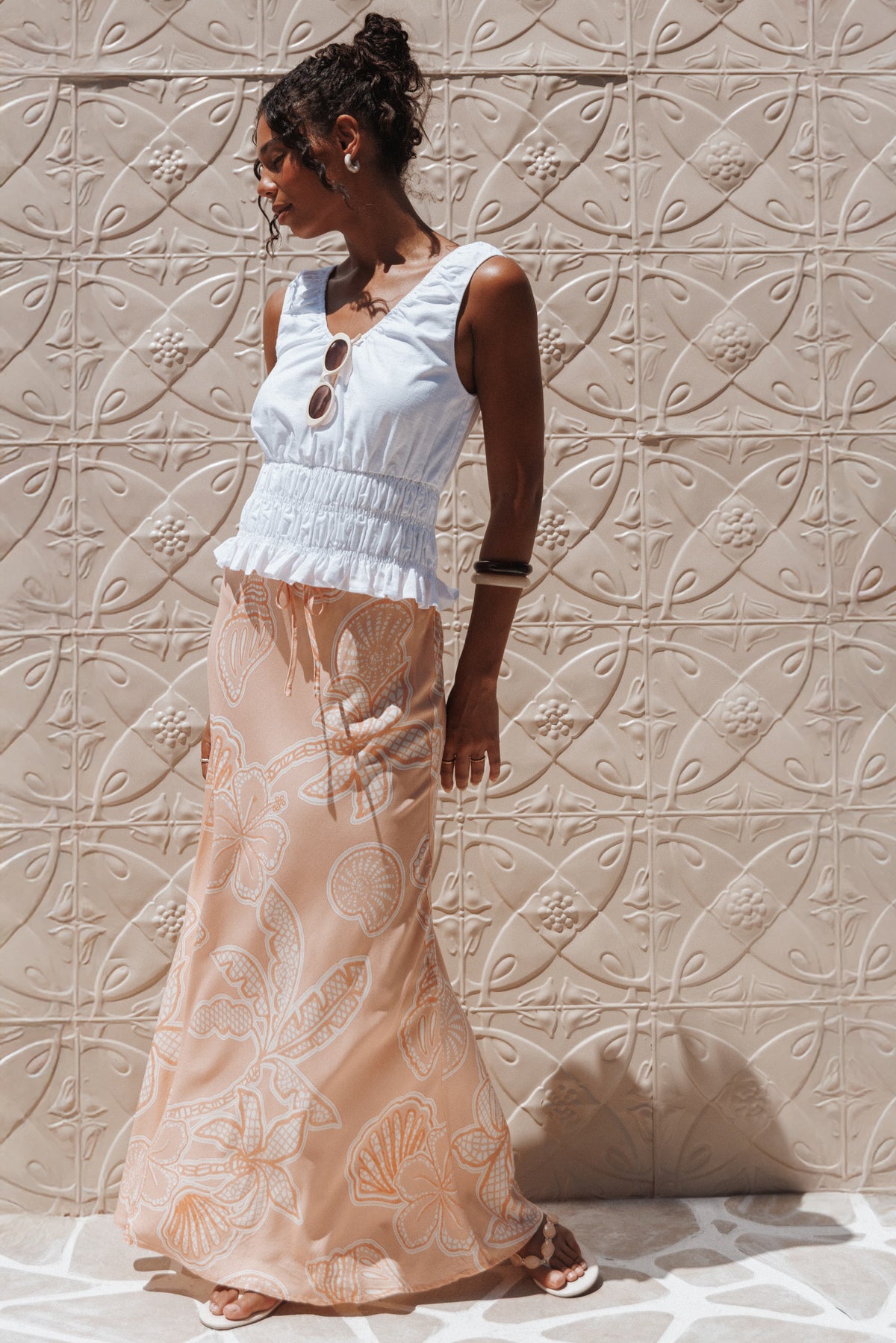 Marissa Maxi Skirt in Peach Floral – view 1 of 7