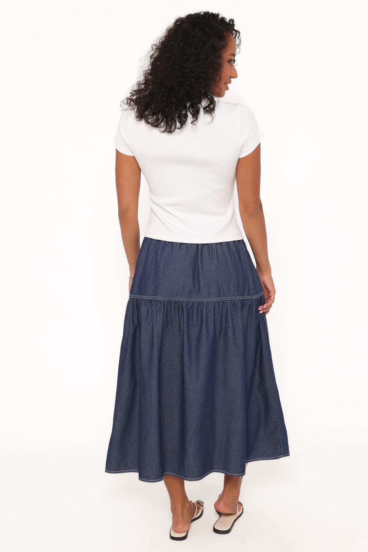 Meadow Midi Denim Skirt in Dark Wash – view 7 of 8