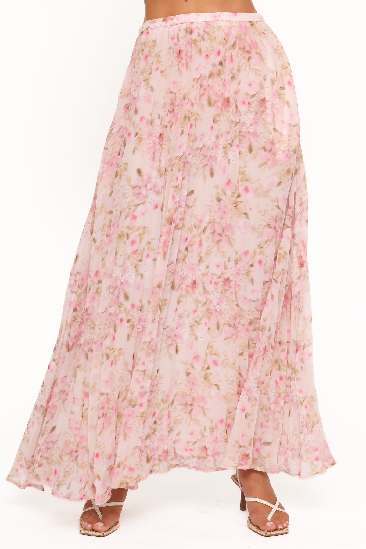 Mena Pleated Maxi Skirt in Blurred Pink Floral – view 5 of 7