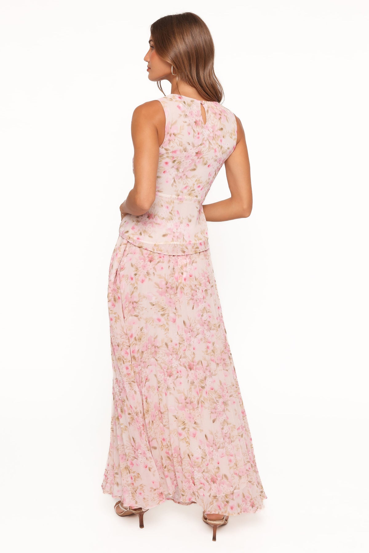 Mena Pleated Maxi Skirt in Blurred Pink Floral – view 4 of 7