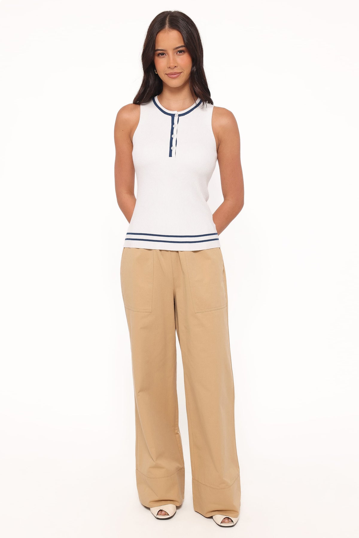 Mia Wide Leg Cropped Pant in Taupe – view 2 of 8