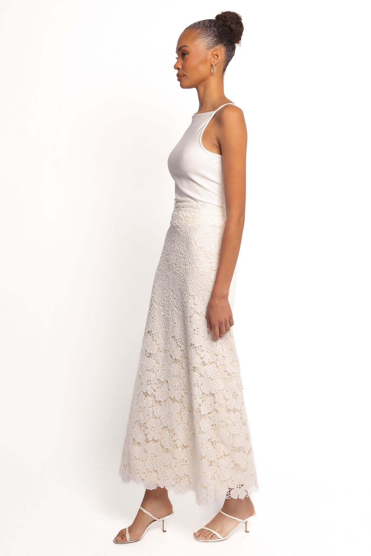 Mika Floral Lace Maxi Skirt in White – view 3 of 5