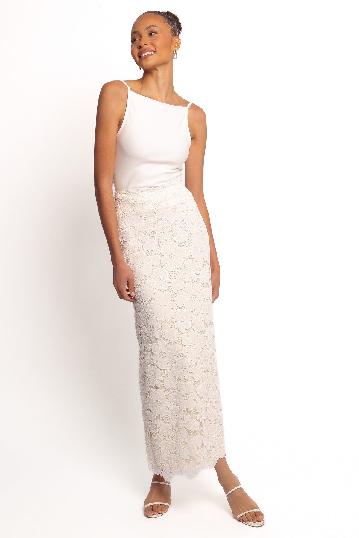 Mika Floral Lace Maxi Skirt in White – view 1 of 5