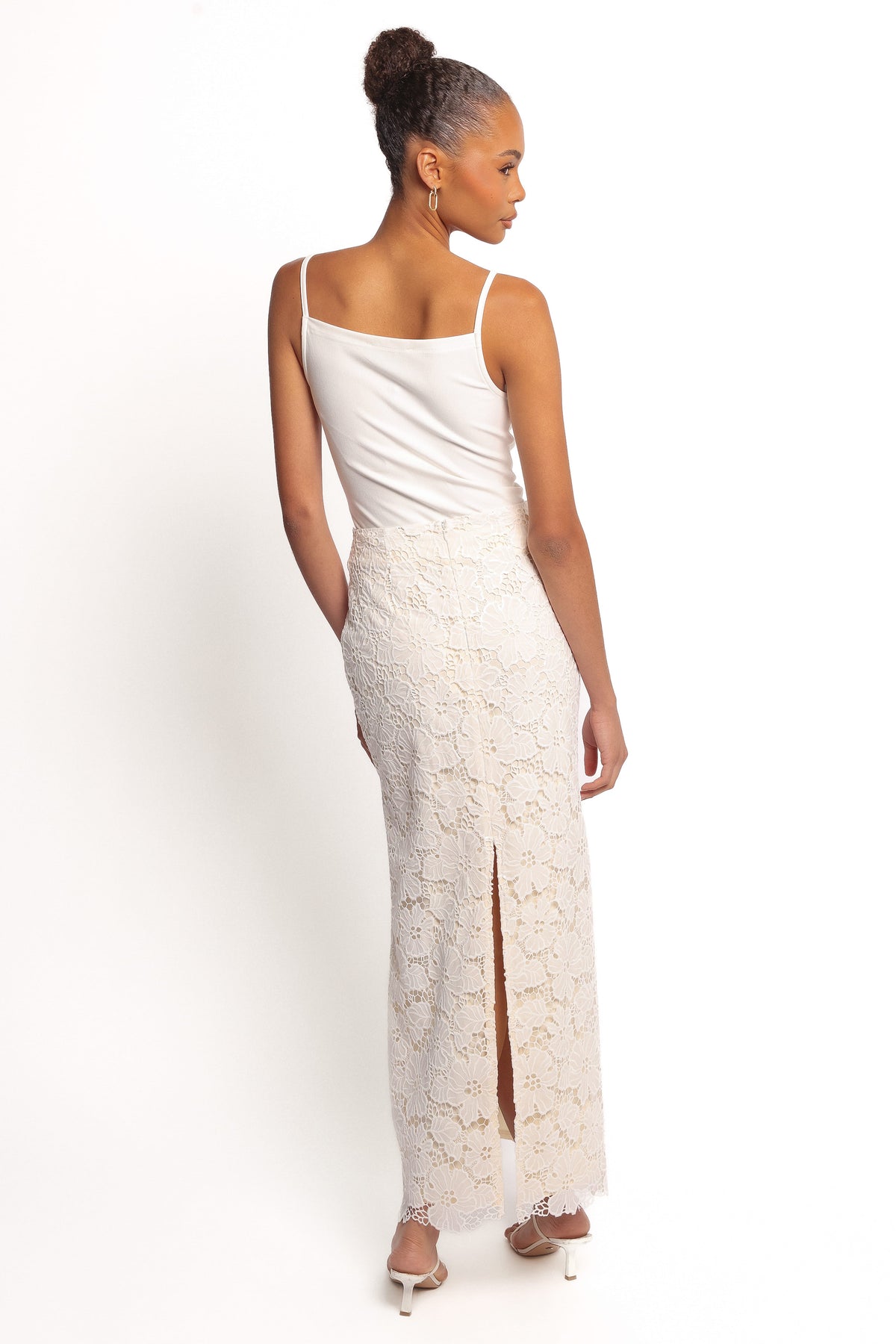 Mika Floral Lace Maxi Skirt in White – view 4 of 5