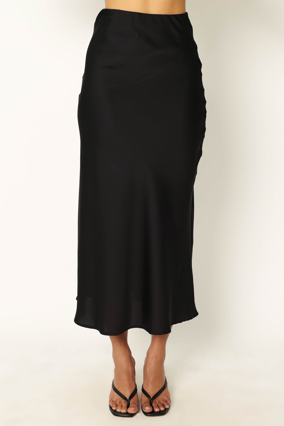 Nellie Satin Midi Skirt in Black – view 8 of 9