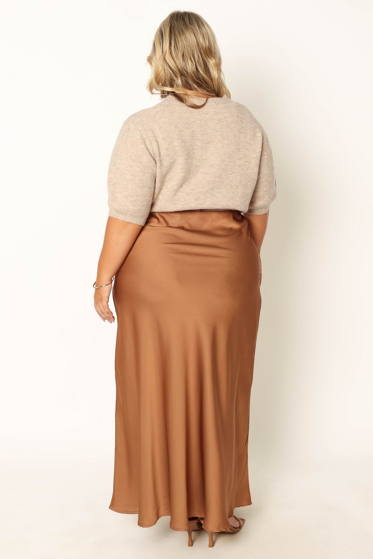 Nellie Satin Midi Skirt in Bronze – view 5 of 10