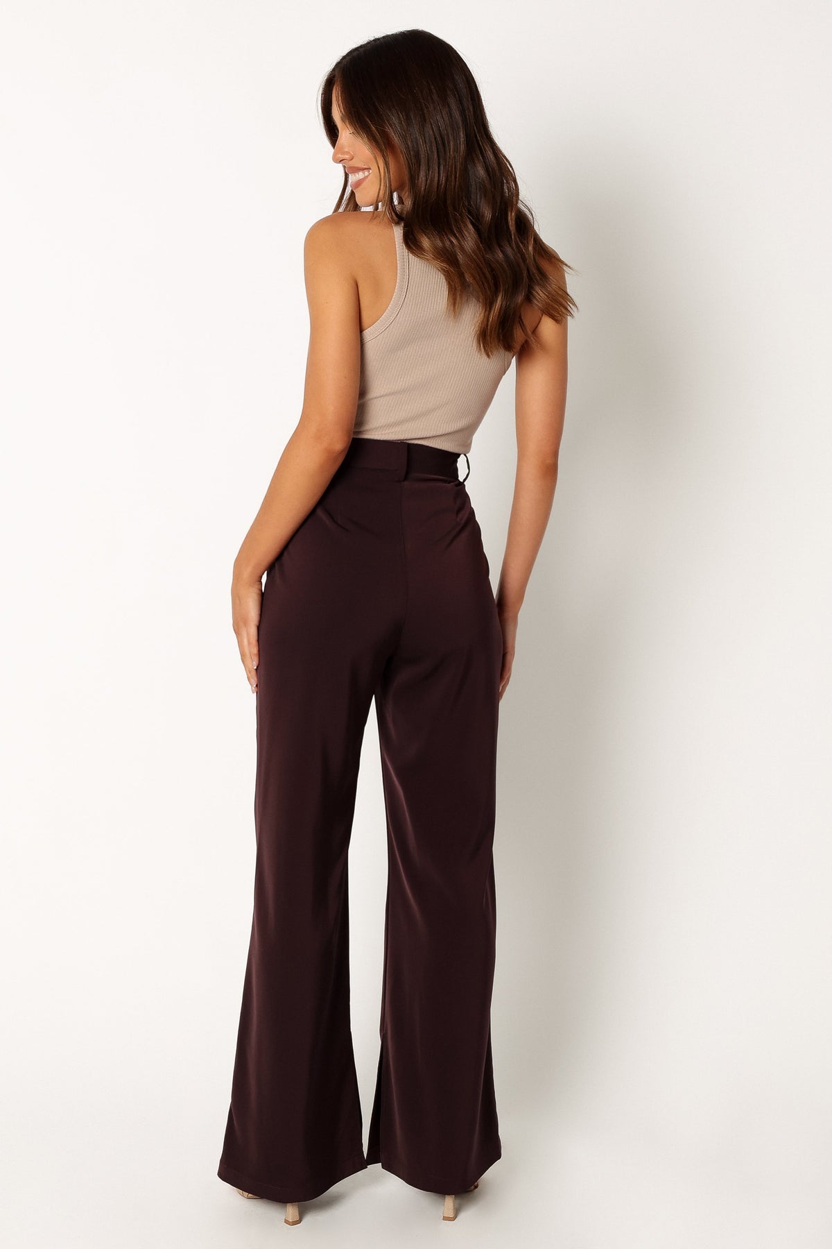 Neveah Silky Wide Leg Trousers in Merlot – view 6 of 11