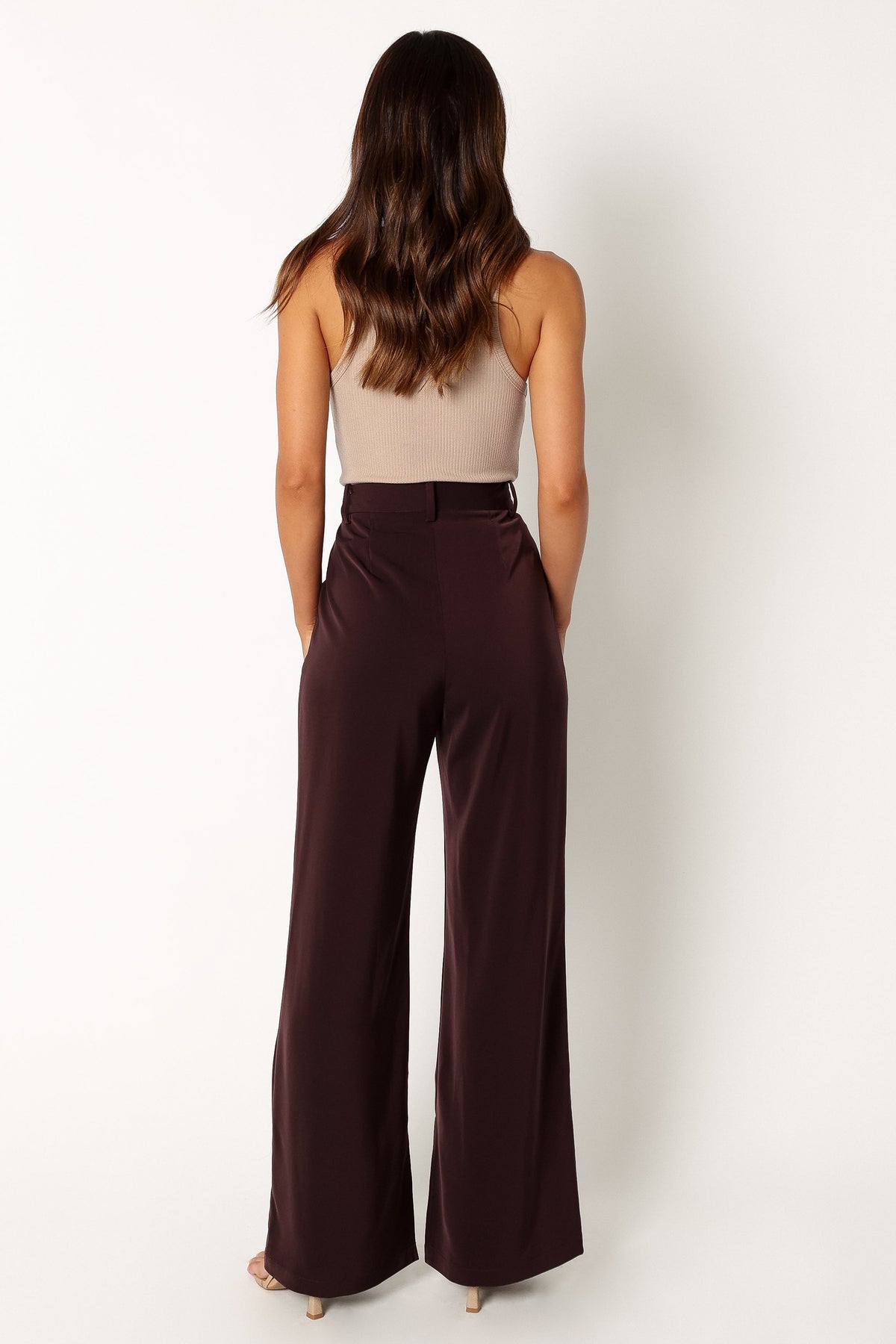 Neveah Silky Wide Leg Trousers in Merlot – view 7 of 11