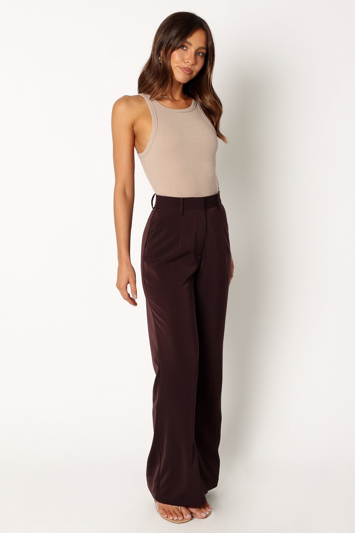 Neveah Silky Wide Leg Trousers in Merlot – view 8 of 11