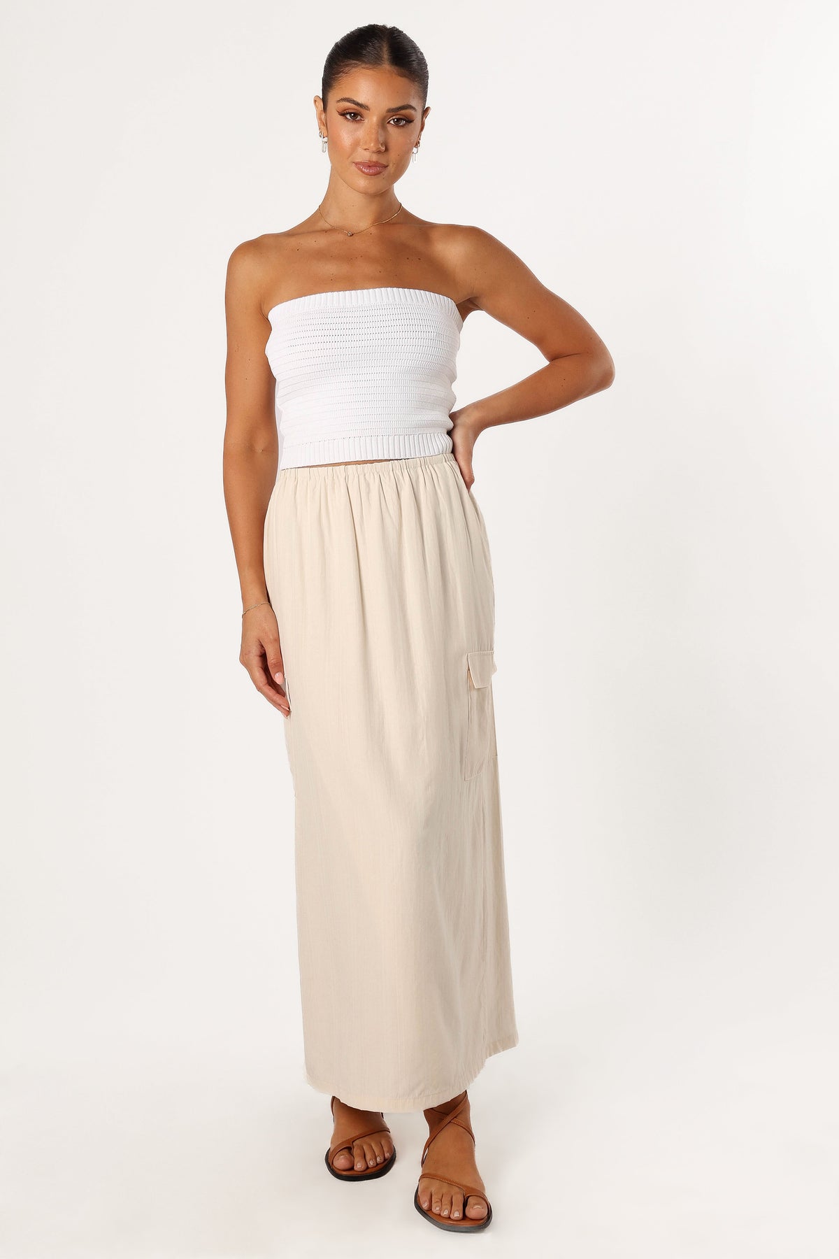 Picilo Long Midi Skirt in Stone – view 1 of 6
