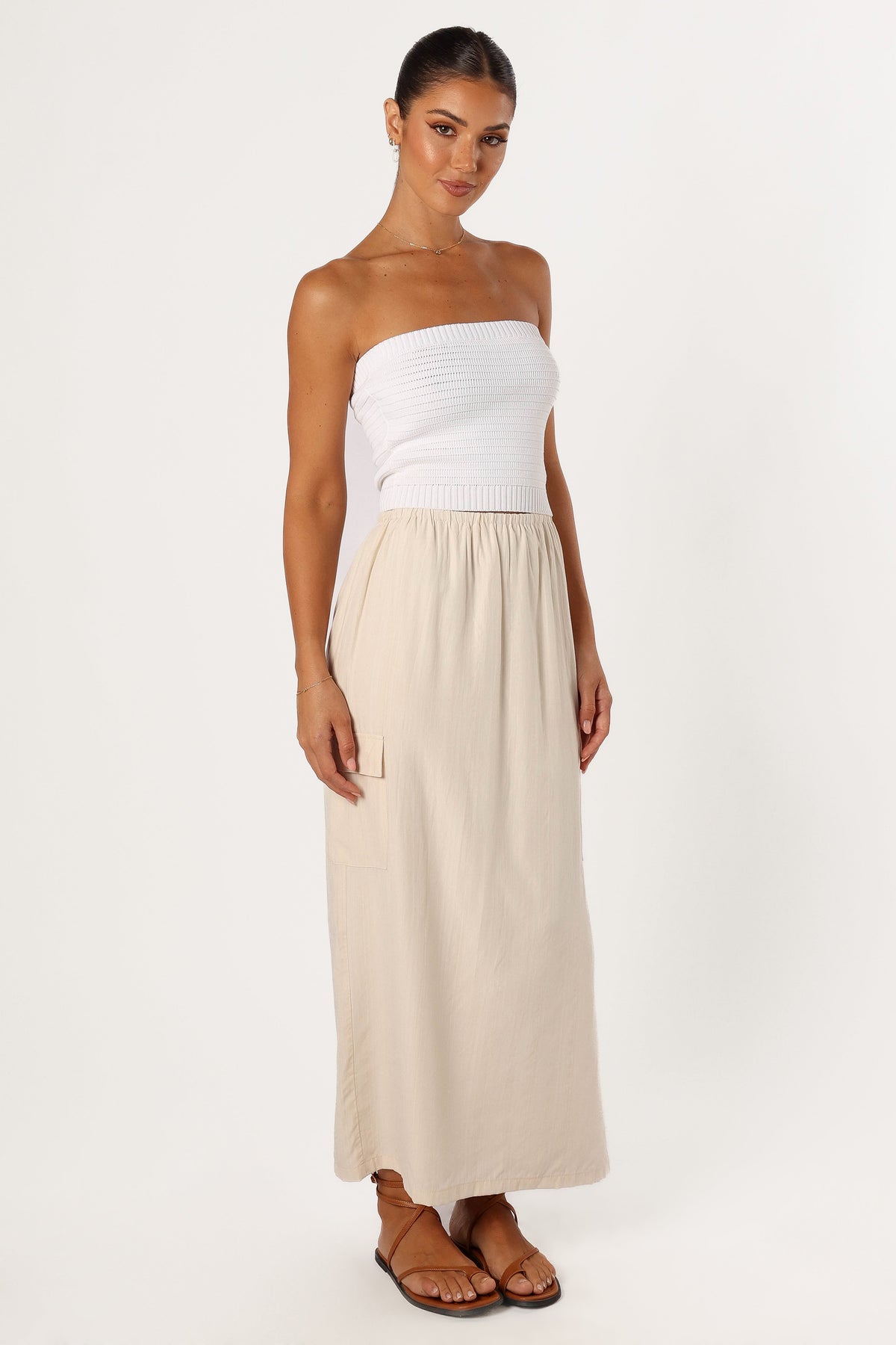 Picilo Long Midi Skirt in Stone – view 4 of 6