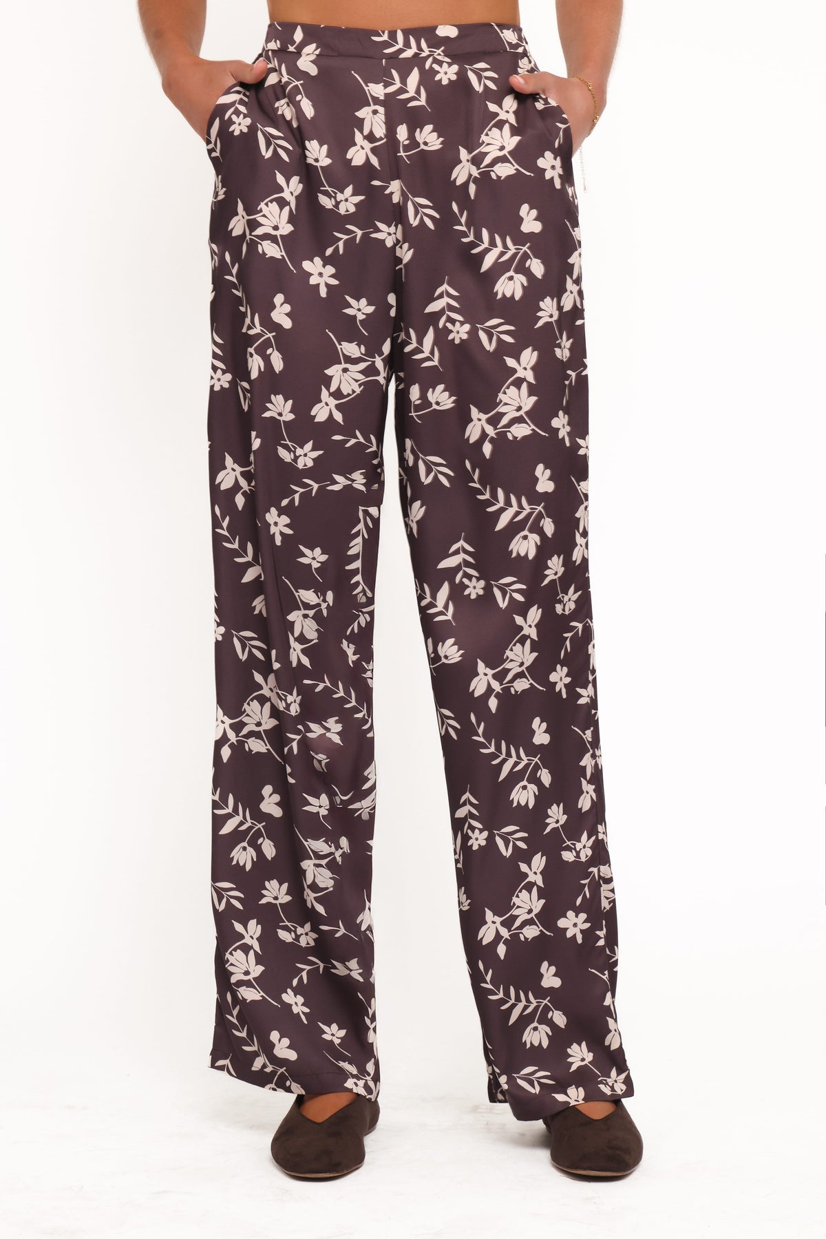 Romola Pant in Brown Cream Floral – view 3 of 8