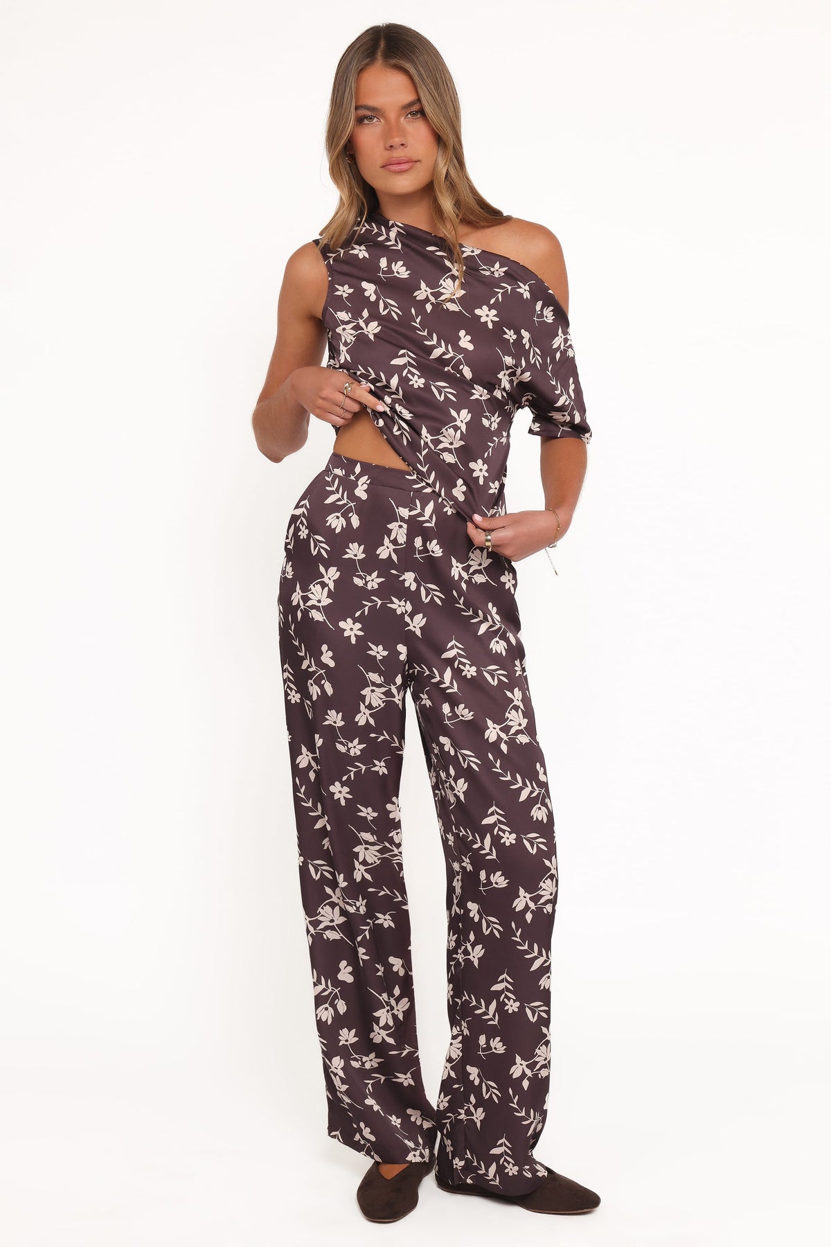 Romola Pant in Brown Cream Floral – view 2 of 8