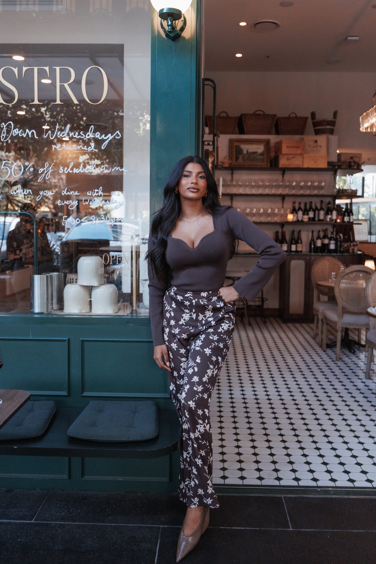 Romola Pant in Brown Cream Floral – view 1 of 8