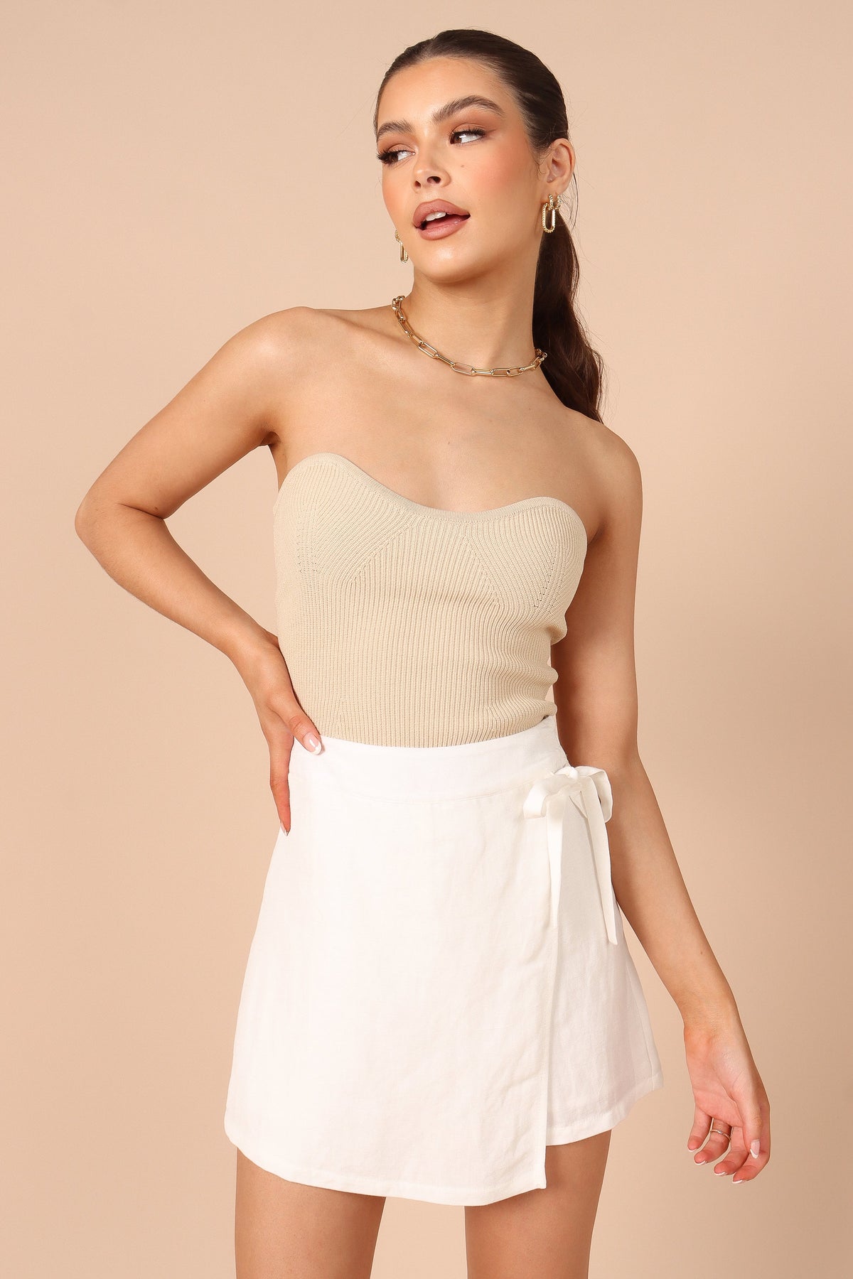Roxy Faux Wrap Skort in Ivory – view 3 of 9
