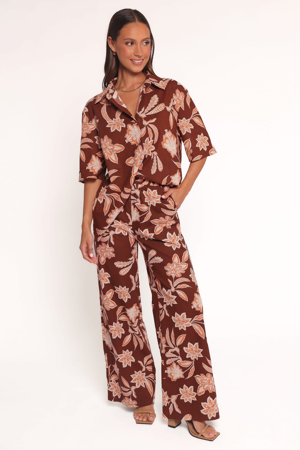Samira Wide Leg Pant in Orange Floral – view 1 of 6