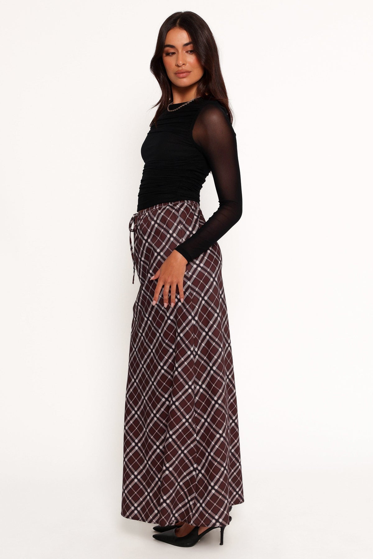 Sandra Midi Skirt in Brown Check – view 5 of 8