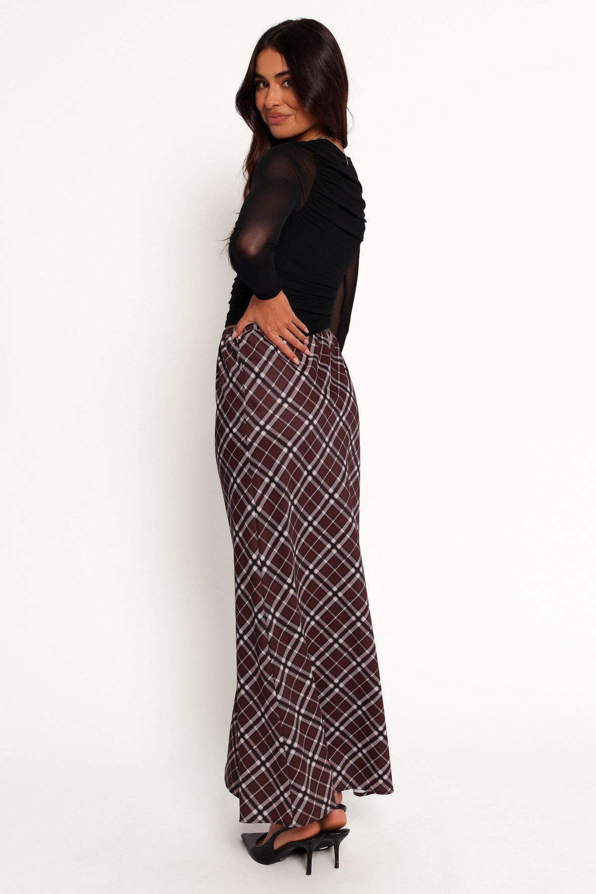 Sandra Midi Skirt in Brown Check – view 6 of 8