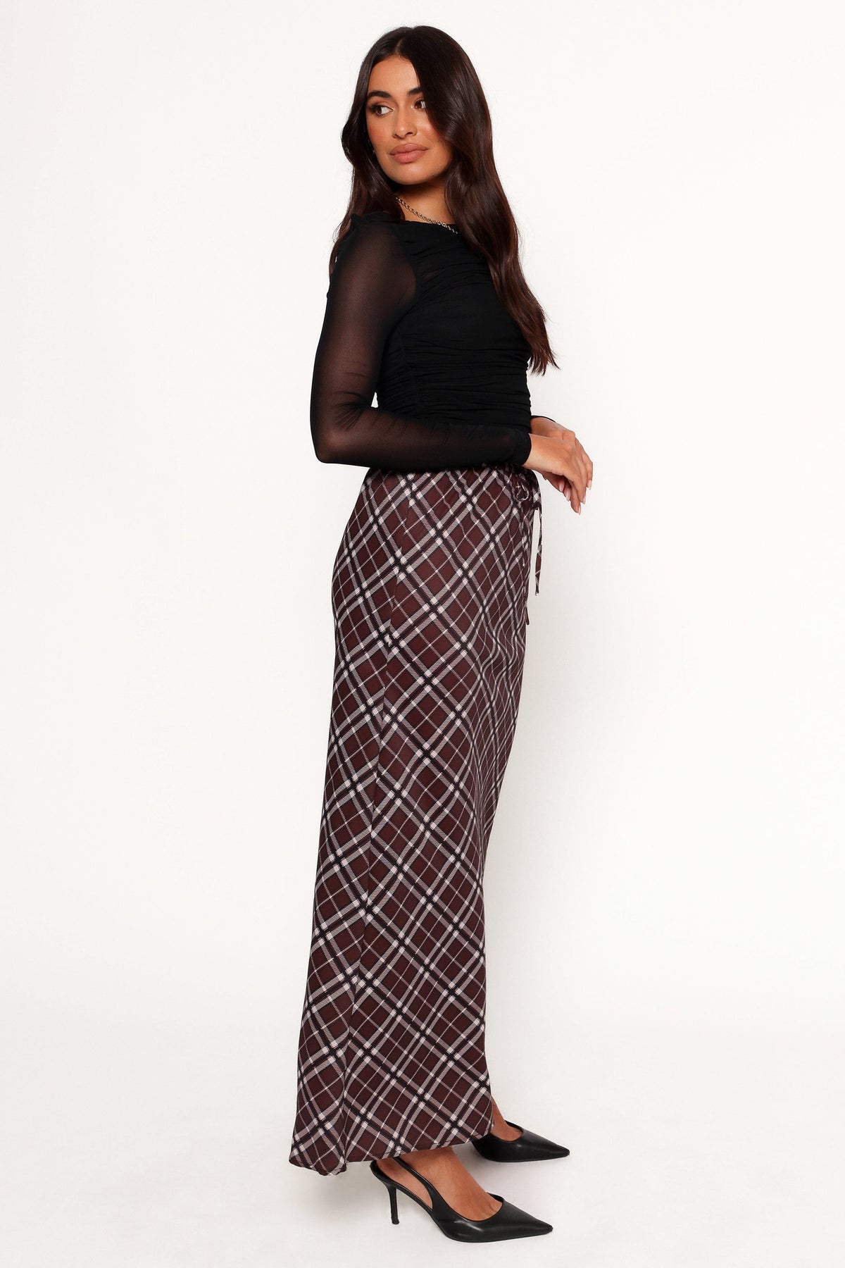 Sandra Midi Skirt in Brown Check – view 7 of 8