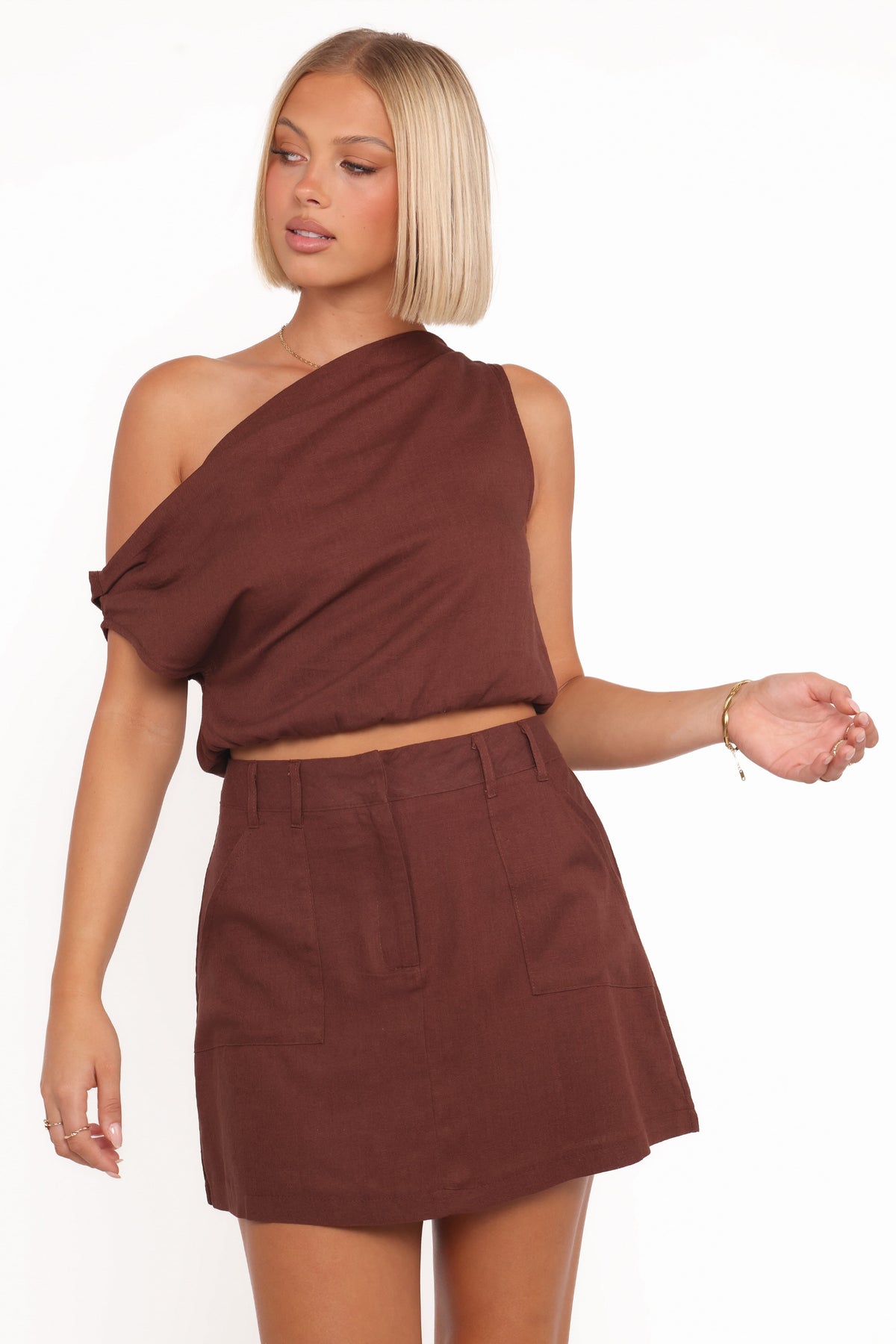 Shaw Mini Skort in Chocolate Brown – view 2 of 8