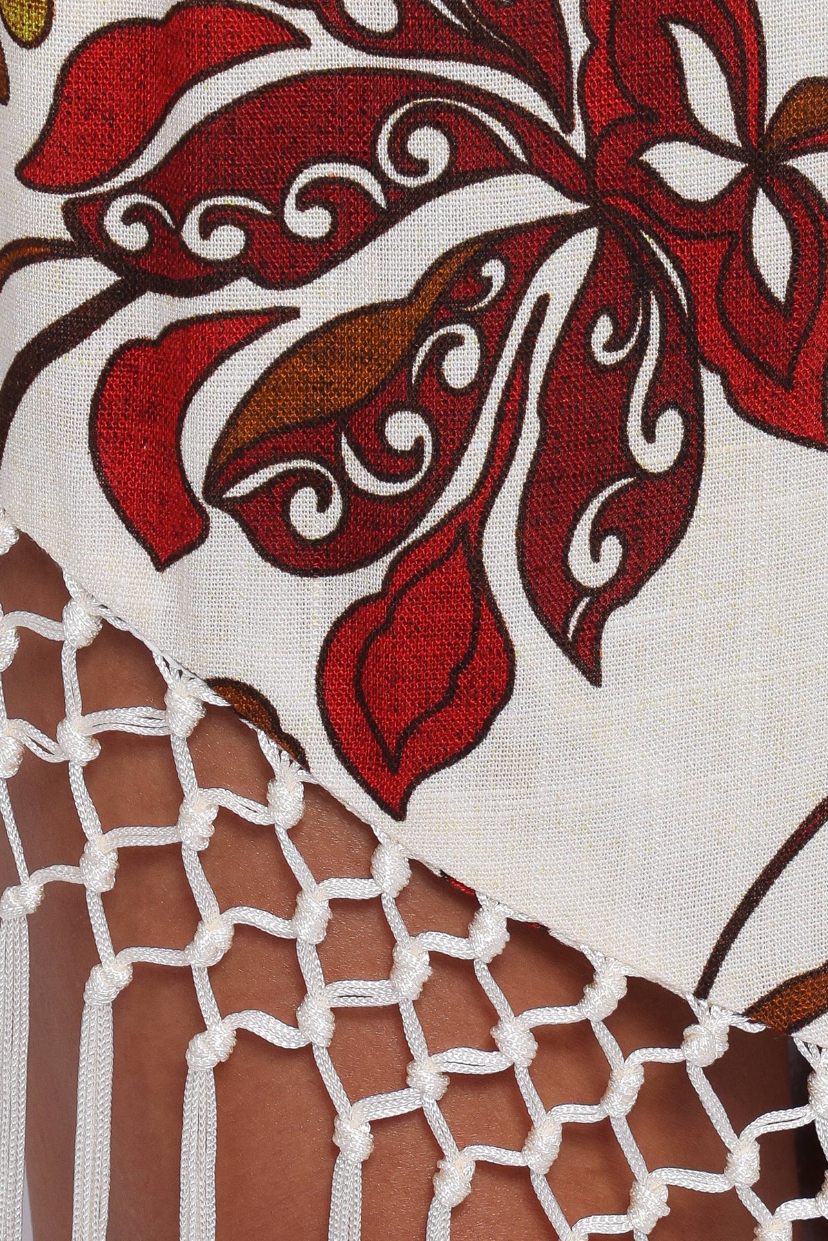 Shelby Midi Fringe Skirt in Brown Floral – view 6 of 7