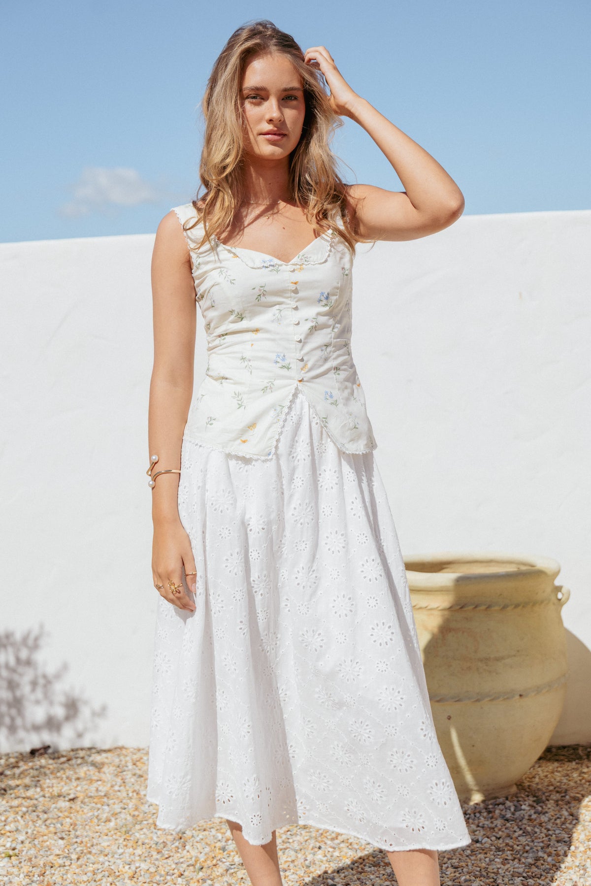 Sinead Eyelet Maxi Skirt in White – view 7 of 7