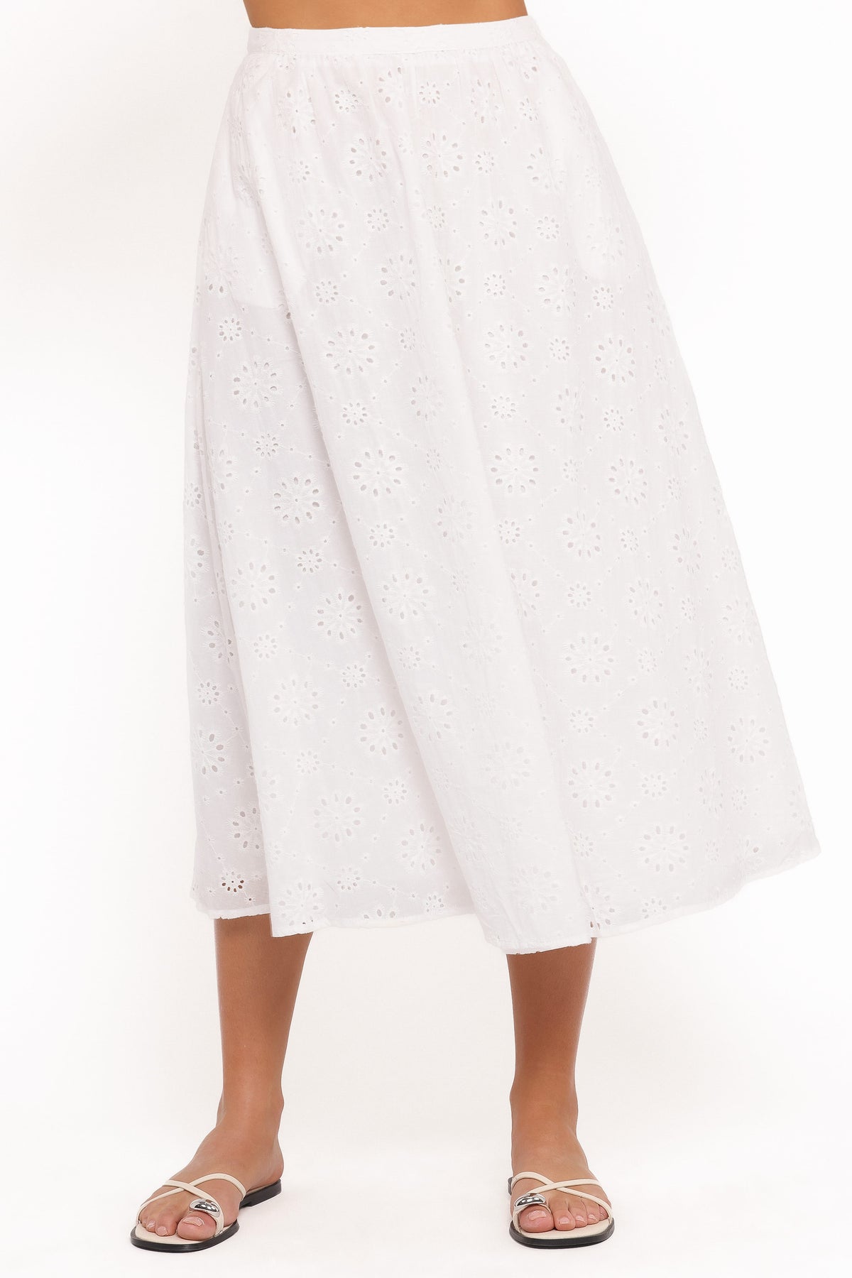 Sinead Eyelet Maxi Skirt in White – view 3 of 7