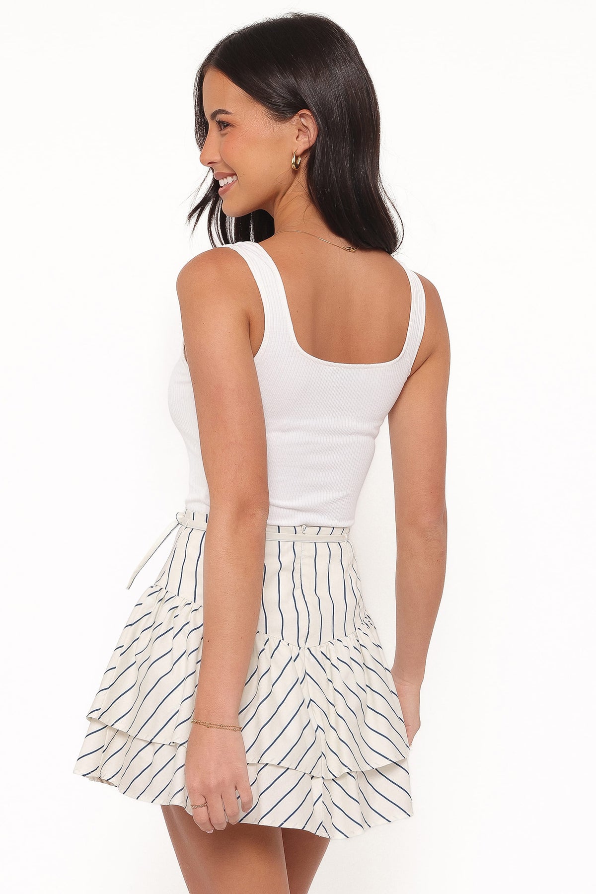 Sybella Frill Basque Skirt in Yellow/Blue Stripe – view 4 of 8