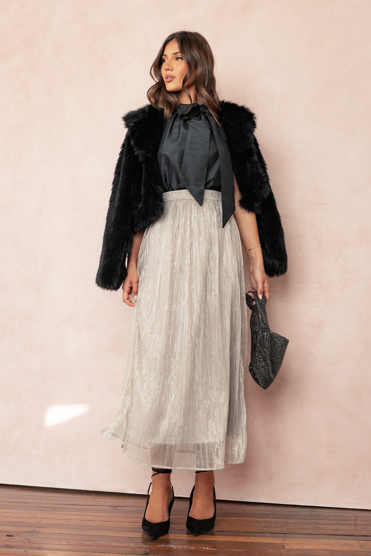 Tricia Maxi Skirt in Silver – view 1 of 9