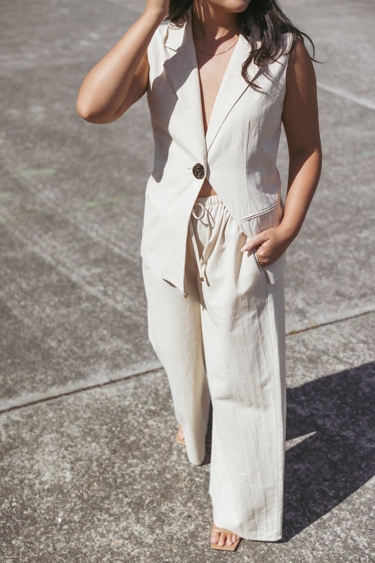 Trula Wide Leg Pant in Oatmeal – view 1 of 7
