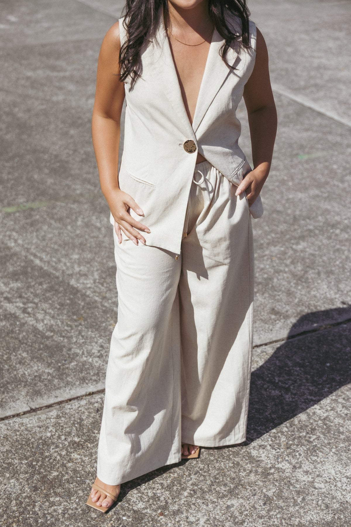 Trula Wide Leg Pant in Oatmeal – view 7 of 7