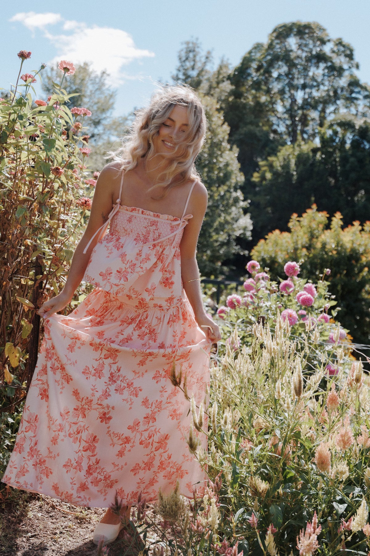 Tyler Drop Waist Maxi Skirt in Rose Pink Floral – view 1 of 6