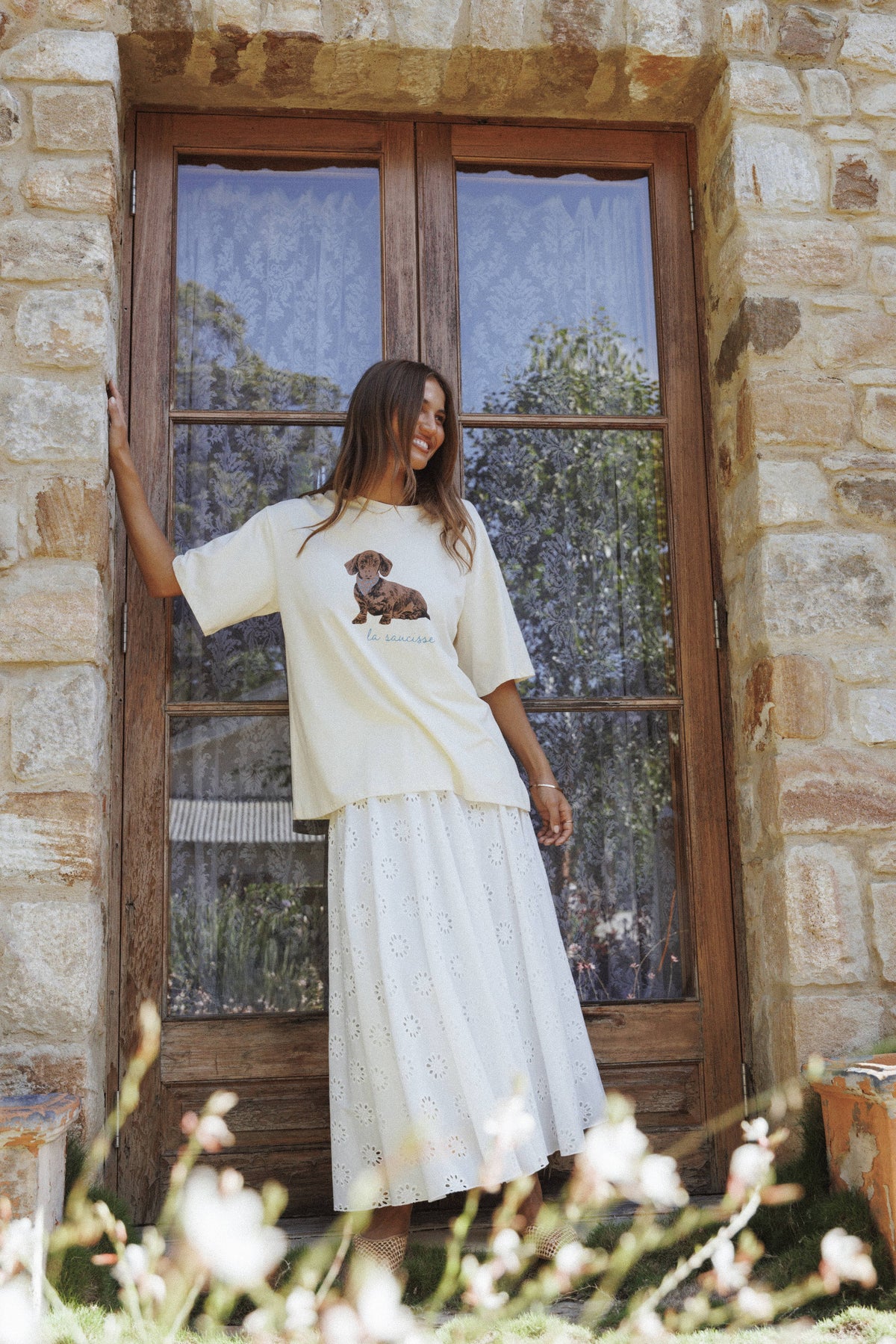 Varia Eyelet Maxi Skirt in White – view 7 of 7