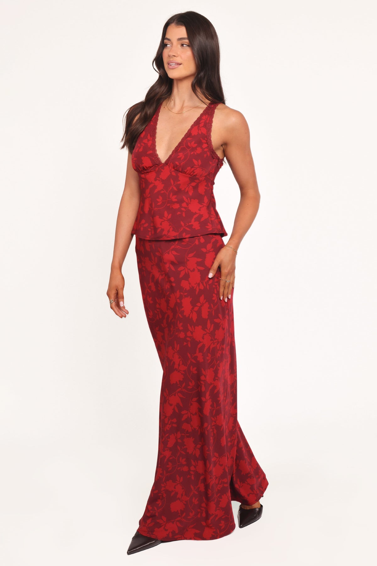 Velman Skirt in Burgundy Floral – view 3 of 6