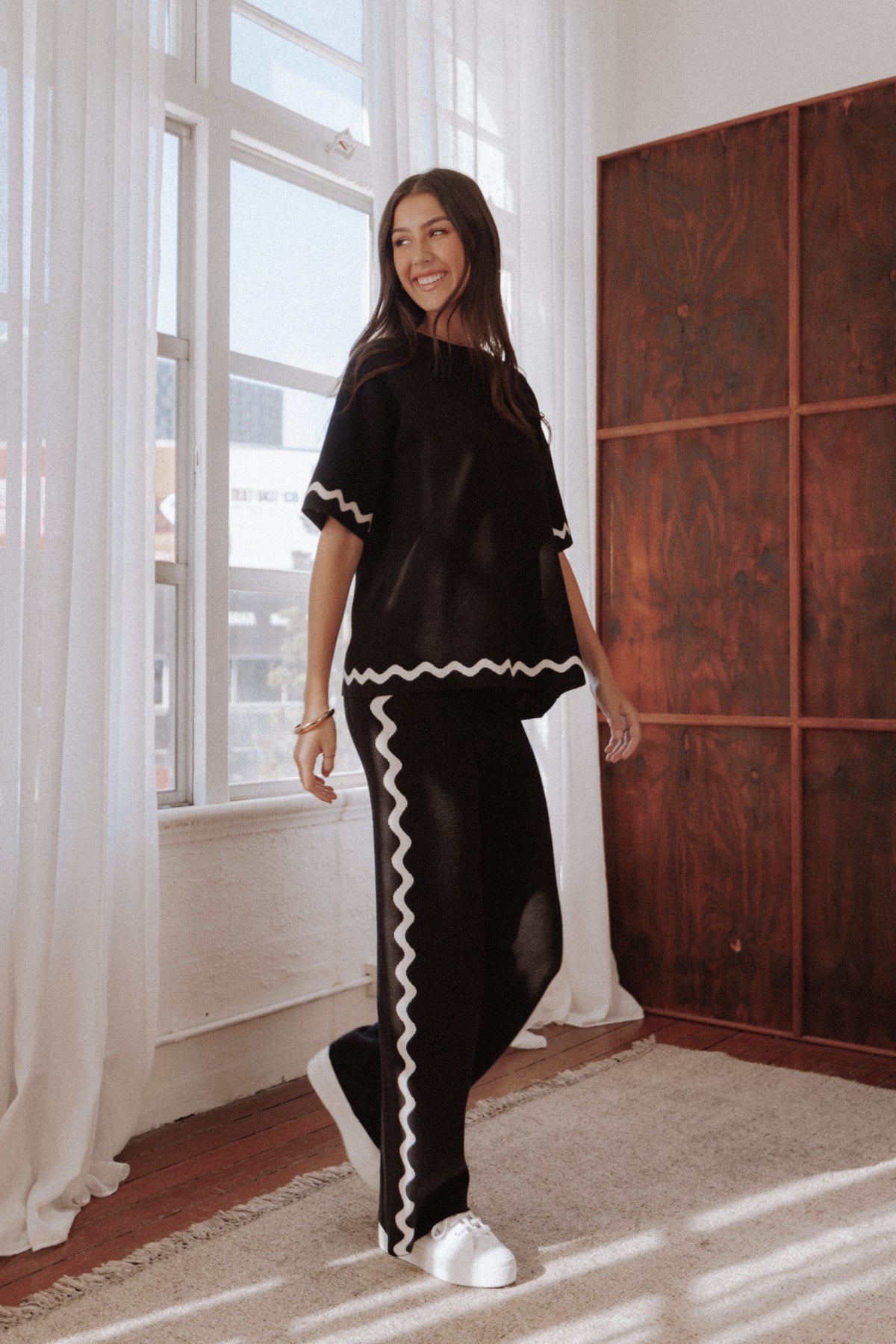 Vespa Knitted Pant in Black White – view 1 of 7