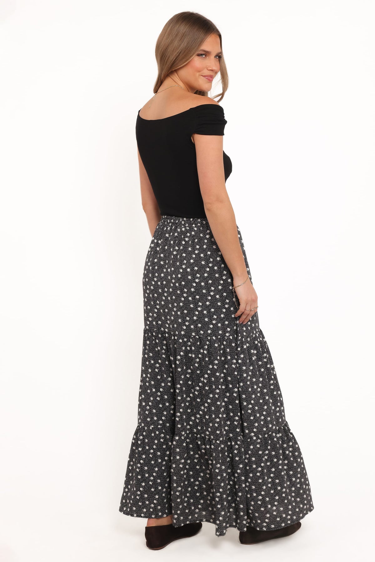 Vincent Tier Maxi Skirt in Black Floral – view 5 of 7