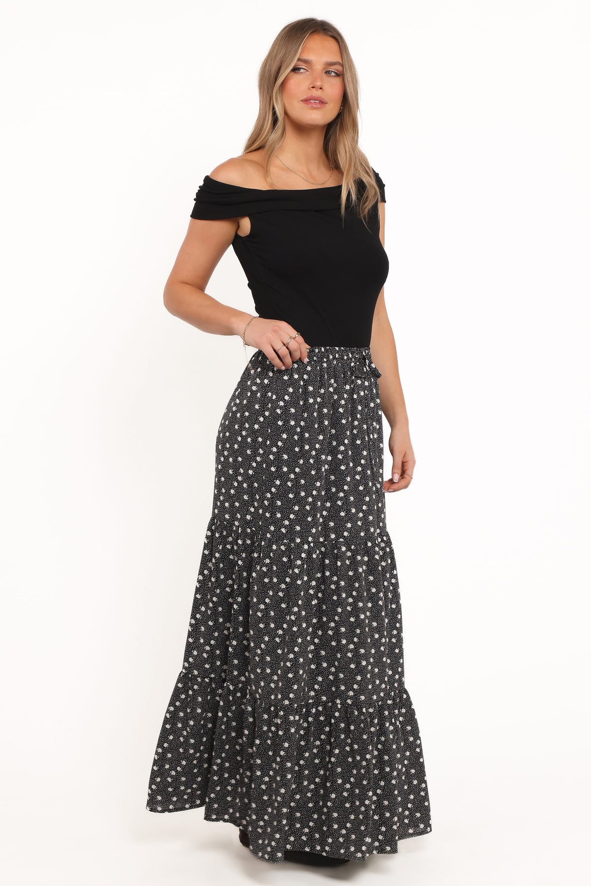 Vincent Tier Maxi Skirt in Black Floral – view 4 of 7