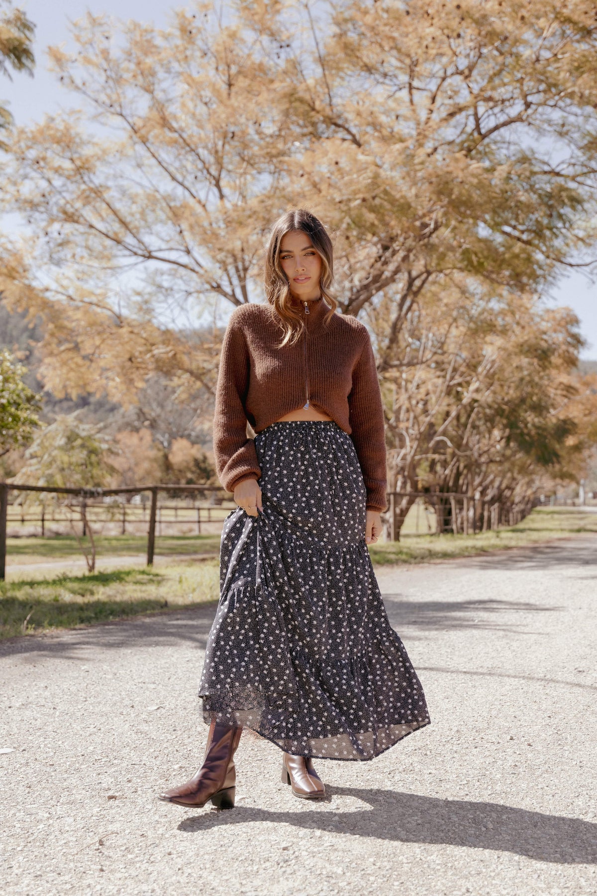 Vincent Tier Maxi Skirt in Black Floral – view 1 of 7