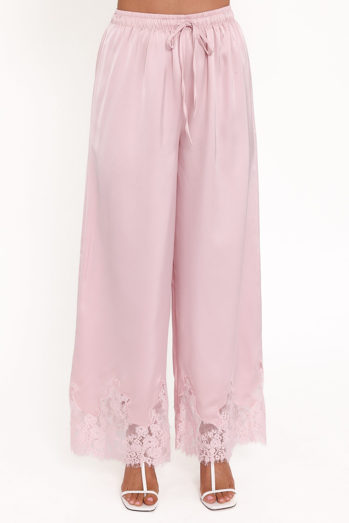 Viola Drawstring Wide Leg Pant in Pale Pink – view 3 of 8